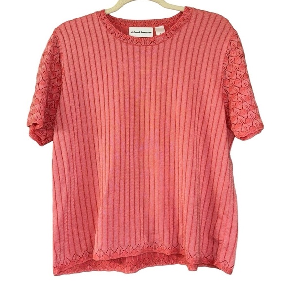 Alfred Dunner Tops - Alfred Dunner Pink Summer Sweater Patterned TShirt Costal Grandma Quiet Luxury